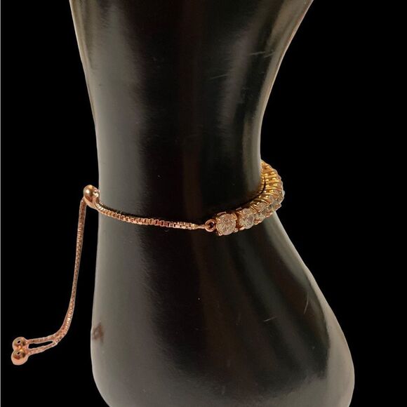 Rose Gold CZ Slide Bracelet - Picture 4 of 9